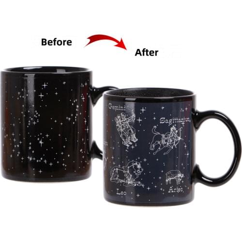 New Fashion Temperature Sensing Discoloration Ceramics Mark Cup Creative Gift Coffee Mugs Twelve Constellation Color Change Cup
