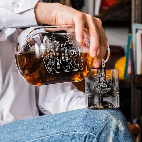 Anniversary Gift Whiskey Set Crystal Whisky Bottle with Whiskey Stones Glass Wine Pot Decanter Wine Beer Containers Glass