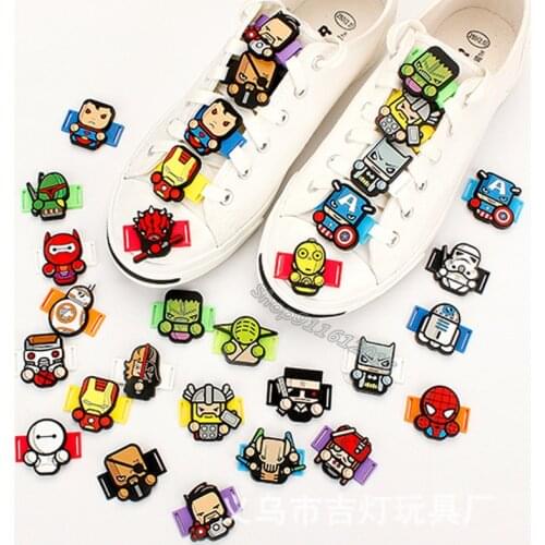 Mavel Shoes Charms Captain America Sport Shoes Decoration Anime Figure Shoe Accessories Casual Sneakers Buckle Hook Kid Boy Gift