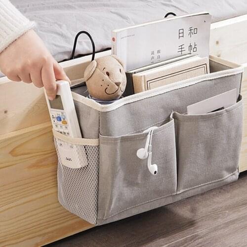 Dormitory Hanging Storage Bag Canvas Sundries Cosmetic Bags Makeup Pouch Home Bedside Books Magazine Storage Basket Dropshipping