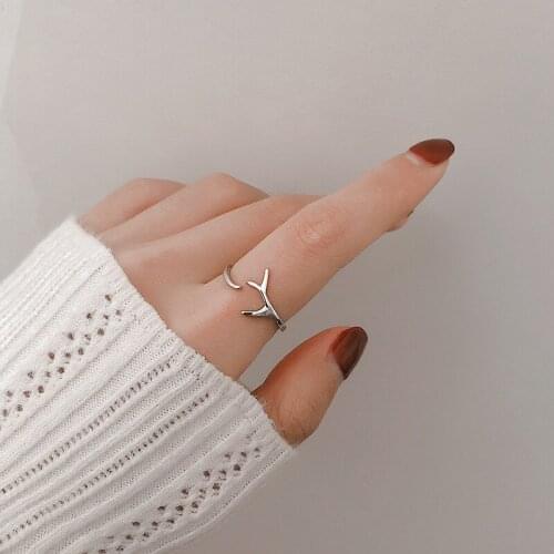 BONLAVIE Antler Adjustable Ring Fresh Simple Cool Mori Normcore Style Ring Women Engagement Ring