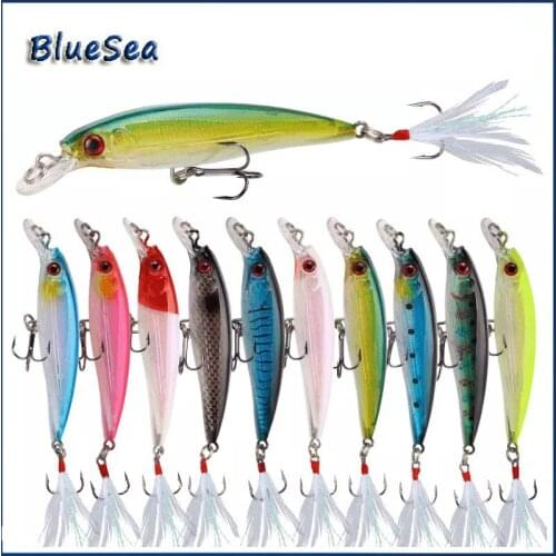 BlueSea 7g/9cm 3D Eyes Minnow Fishing Lures Plastic Hard Bait Floating Crankbait Wobblers Artificial Swimbait Peche Tackle