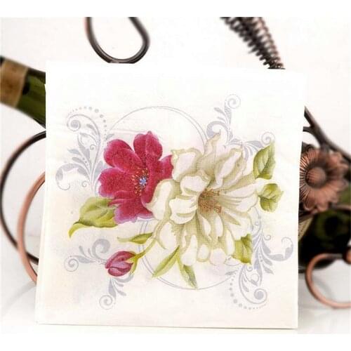 20Pcs/Bag Flower Napkins Paper Lily Pattern Decoupage Napkin Paper Tissue for Xmas Wedding Decor Party Table Supplies Wholesale