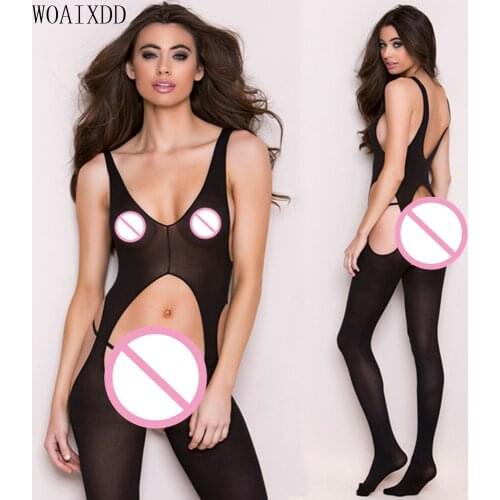 Sexy Bodystocking Open Crotch Fetish Porno Sexi Women Crochless Teddy Lingerie Bodysuit Sexy Erotic Underwear Baby Doll Costumes
