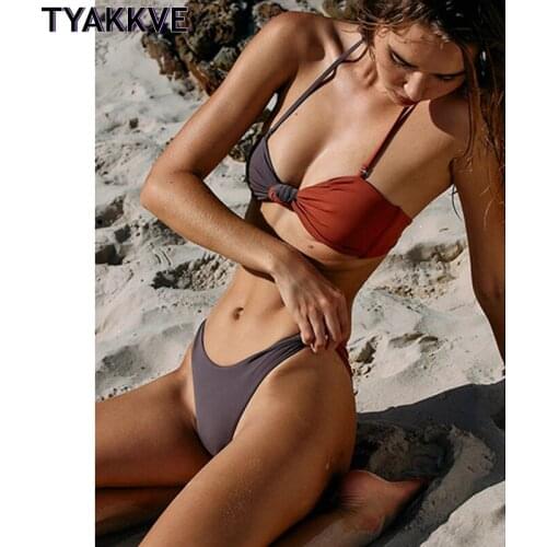 Sexy Brazilian bikinis 2021 Mujer Halter Solid swimsuit female Micro biquini High Cut Thong swimwear women Push up bathing suit