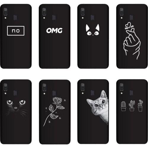 QAQsam Silicone Cover For Samsung Galaxy A30 A305 Case Painting Flower Cat Moon Matte Phone Cases Funda