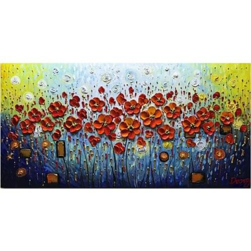 Modern Textured Purple Flower Oil Painting Contemporary Artwork Floral Hand Pianted Wall Decoration Canvas Oil Paintings