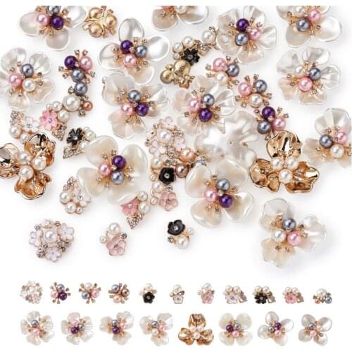 1 Set Flower Shape Crystal Alloy Rhinestone Cabochons For Jewelry Making DIY Earring Hairclip Accessories Finding