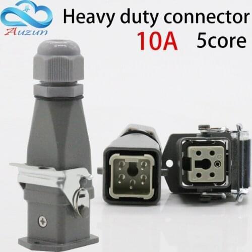 Heavy duty connector 5(4+ 1) 10A 250V HA-005-2 top-line hot channel air plug