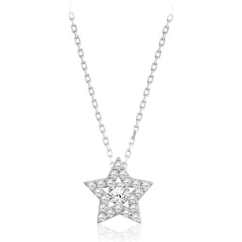 Swarovski Women Zircon Cubic Zirconia Star Silver Necklace Stylish Modern Polite Custom Design