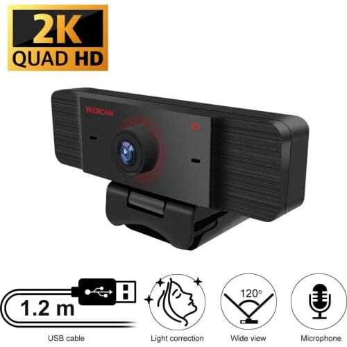 Web Camera 2K Cam With USB Connector And Build-in Microphone for Skype, MS Teams, Zoom, Home Office, Video Chat, Conference