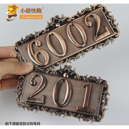 Zinc Alloy Hotel Room Villas Household Bronze Creative Self-adhesive Digital Door Zinc Alloy Metal Number Customization