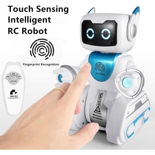 Water And Electric Mix RC Robot Fingerprint Recognition Touch Sensing Obstacle Avoidance Sing And Dance Flash Eye RC Toy For Kid