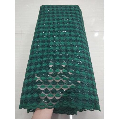 Green Sequins African Guipure Cord Lace Fabric Sky Blue Nigerian Water Soluble Cord Lace Milk Silk Lace Fabric For Dress NFM4910
