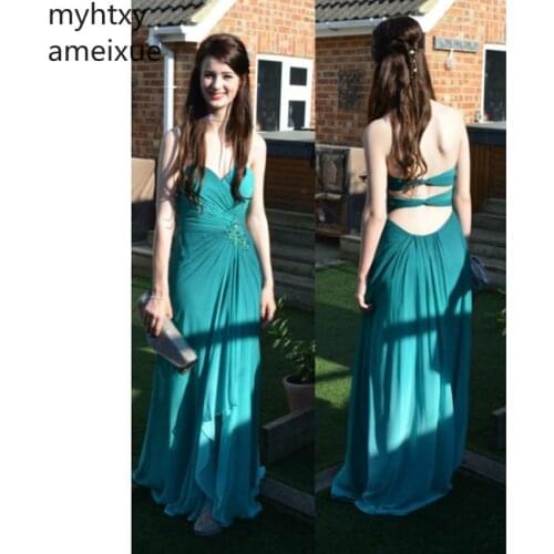 2019 Cheap Plus Size Green Evening Dresses Robe A-line Floor Length Sweetheart Sleeveles Backless Sweep Train Gowns Custom Made