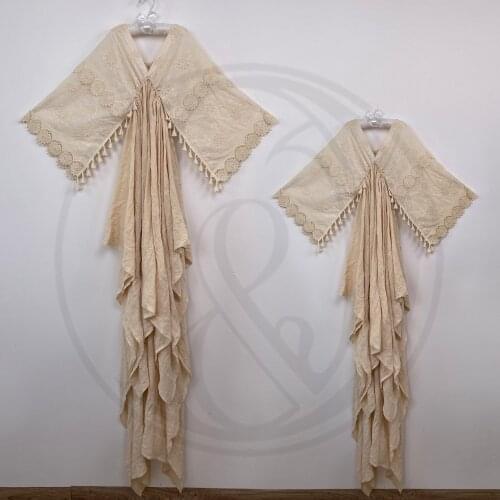 A Set Robe Photo Shoot Props Boho Cotton Kaftan Maternity Dress Evening Party Costume for Women Photography Accessories