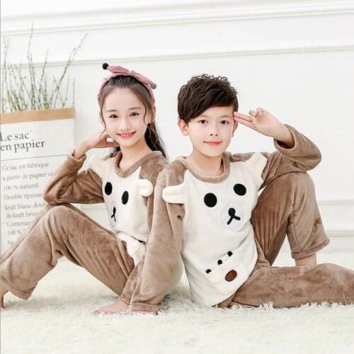 2020 Winter Kids Pajamas Sets Warm Pyjamas For Boys Thicken Girls Sleepwear Flannel 3-13 Years Fleece Baby Thermal Underwear Set