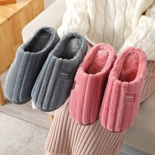 Couples Winter Corduroy Home Slippers Womens Household Casual Slides Mens Fashion Indoor Warm Suede Plush Soft Floor Slippers