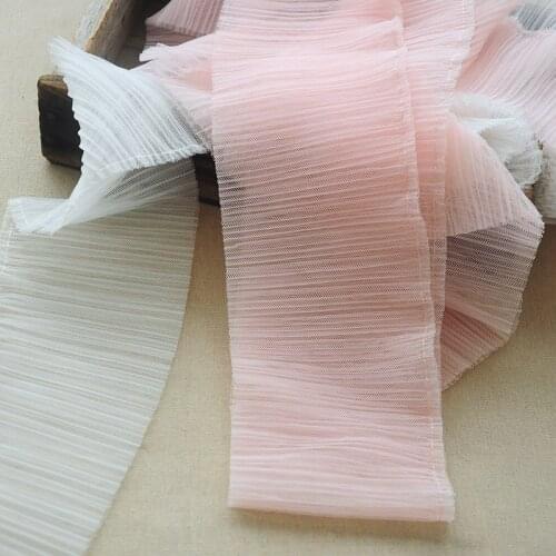 1M High Quality Pink Lace Fabric White Lace Fabric Trim 10cm Elastic Lace Applique Ribbon For Sewing Collar Wedding Dresses PQ10