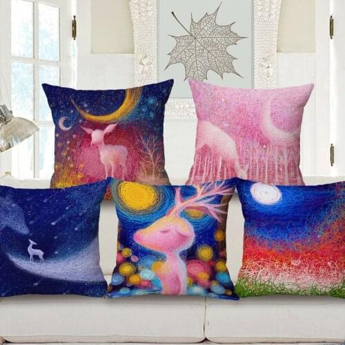 1 piece Hot Fashion INK Painting Dream Pattern Seat hug pillow cover Decorative Home Chair Throw Pillow Case Cotton Linen 45cm
