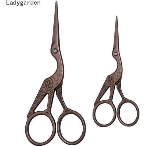 2PCS Stainless Steel Retro Tailor Scissor Crane Shape Sewing Small Embroidery Craft Cross Stitch Scissors DIY Home Tools