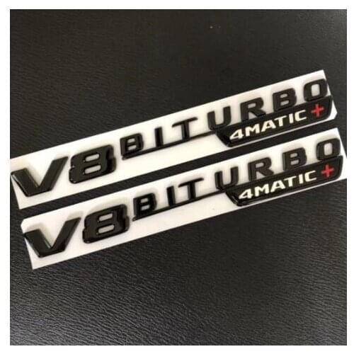 2pcs new black " V8 BITURBO 4MATIC+ " ABS Plastic Car Trunk Number Letters Badge Emblem Sticker V8 BITURBO