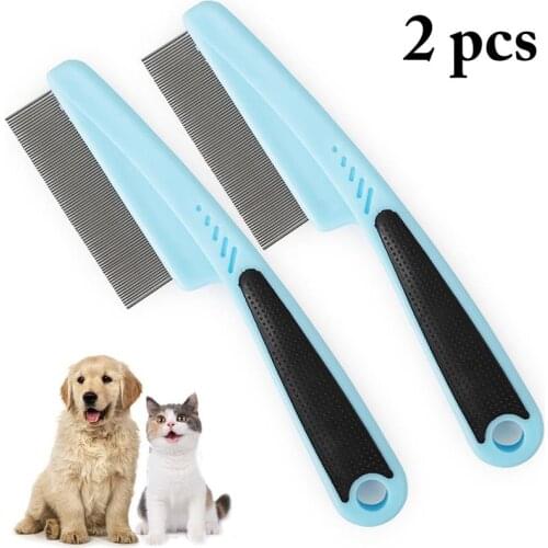 2PCS Pet Grooming Comb Stainless Steel Portable Dog Hair Comb Pet Dematting Comb Pet Hair Fur Removal Brush Pet Product