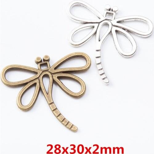 30 pieces of retro metal zinc alloy dragonfly pendant for DIY handmade jewelry necklace making 7335