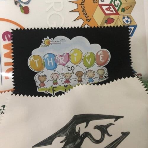 64*48cm full color Customized printing high quality heat transfer print labels clothing care washing labels t shirt tags bags