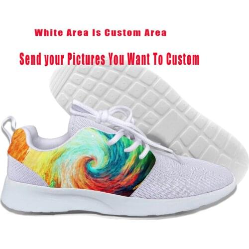 Abstract multicolor waves digital art New Arrive Lightweight Sport Running Mesh Shoes Men Women Casual Breathable Sneakers