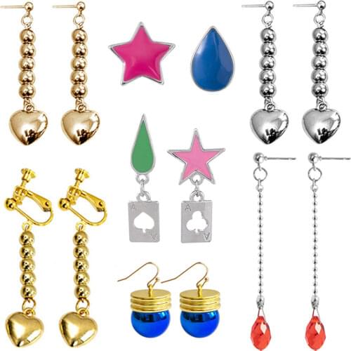 Anime HUNTER X HUNTER Hisoka Earrings Star Teardrop Poker Heart Pendant Earrings For Women Men Cosplay Jewelry Accessories