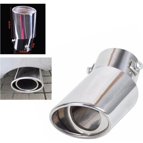 Car Round Silver Stainless Steel Chrome Exhaust Tail Muffler Tip Pipe Accessorie