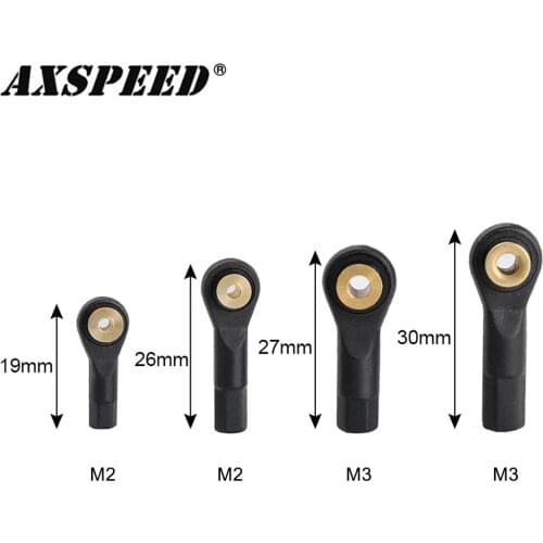 AXSPEED Plastic M2 M3 Rod End Ball End Ball Joint 19/26/27/30mm for 1/10 RC Crawler Car Truck Buggy RC Boat Airplane Parts