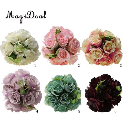 MagiDeal Silk Rose Bouquets Wedding Bridal Bouquet Artificial Flowers Hydrangea 6 Colors for Pick