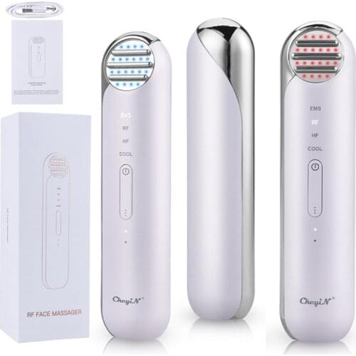 CkeyiN EMS Facial Tightening Lift LED Photon Therapy Anti Wrinkels Hot Cold Compress Beauty Device Face Massager Beauty Device