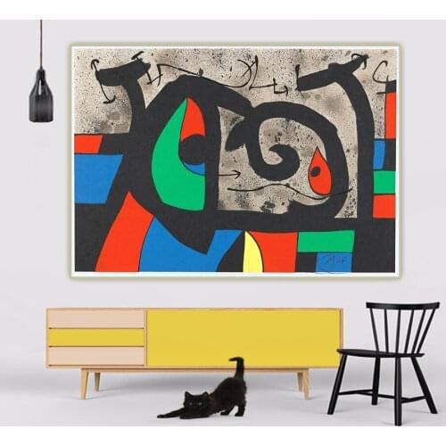 Holover Canvas Oil Painting Joan Miro"The Lizard with Golden Feathers"Surrealism Aesthetic Poster Backdrop Home Room Decoration