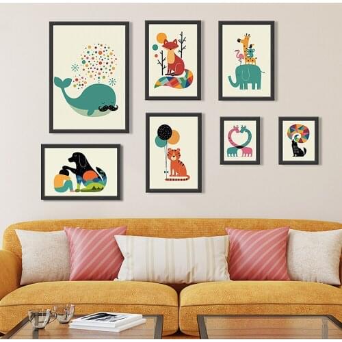 Kawaii Animal Giraffe A4 Poster Printing Modern Nordic Cartoon Wall Art Decoration Painting Children Baby Room No Framework