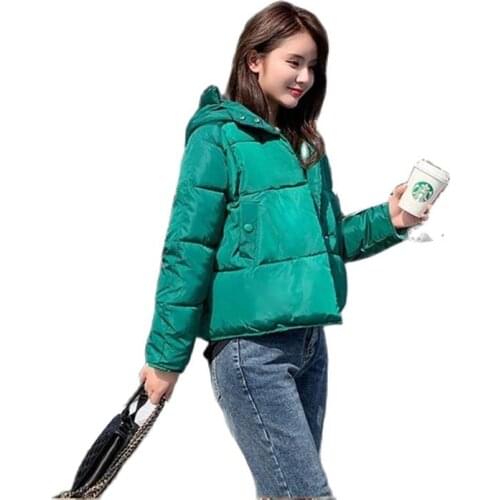 Autumn And Winter Jacket Women Short Female Jacket Hooded Warm Parkas Woman Solid Thickening Padded Clothing S-2XL