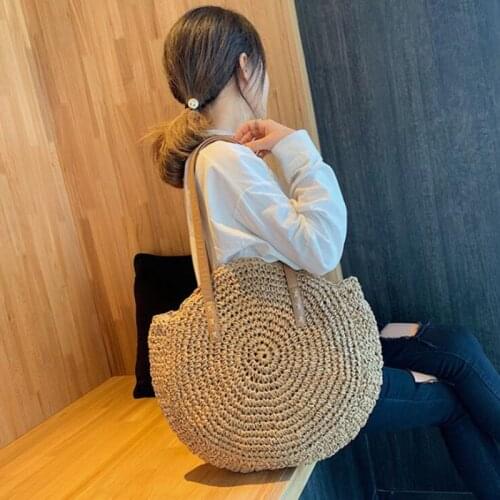 2021 Summer Straw Woven Bag New Fashion Classic Shoulder Bag Beach Vacation Bag Large Capacity Handbag