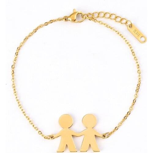 Best Friends Bracelet Jewelry Two Boys Gold Color Rose Stainless Steel Chain Bangles for Women Accessories Graduation Gift
