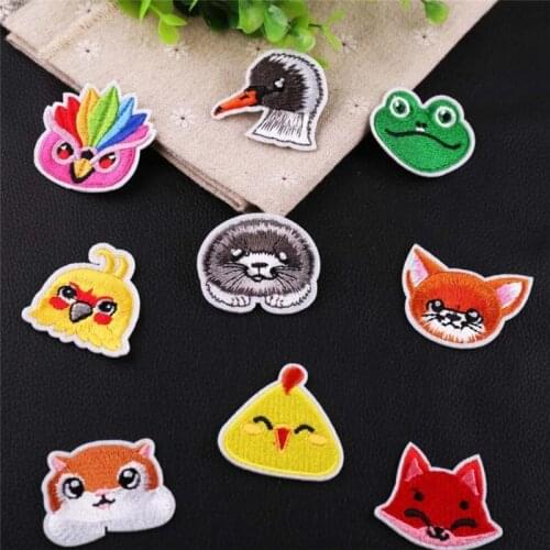 10PCS Fashion Embroidered Cartoon Animal head Patches for Clothing Applique for Jeans DIY Accessories Cute Fox Iron on Patches