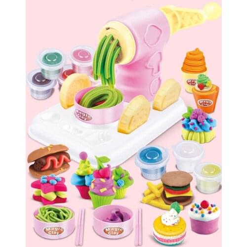 Kids 22PCS DIY Modeling Polymer Clay Plasticine Clay Dough Noodles Mixer Machine Tablecloth Chopsticks Bowls Cups Tools Toy