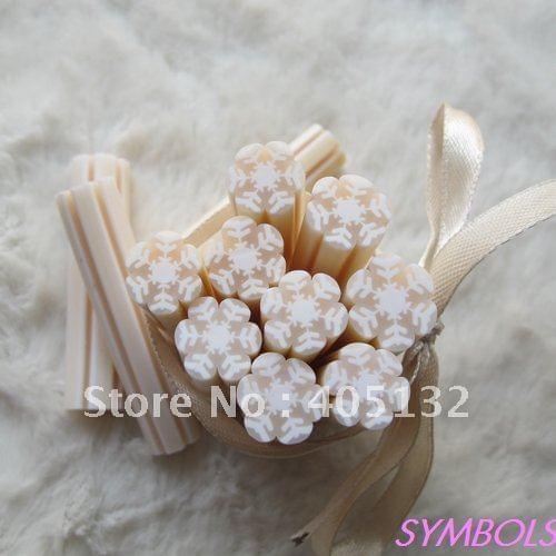 N-26 50pcs/lot 1cm*5cm Big X-Mas Snowflake Clay Cane Fancy Nail Art Big Polymer Clay Cane