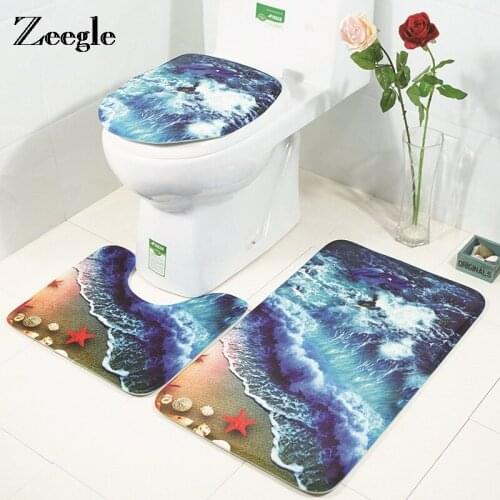 Bath Mat Bathroom Rug Set Floor Mat Non-slip Bathroom Carpet Rugs Shower Room Carpet Mat Toilet Lid Cover Bath Mat Set