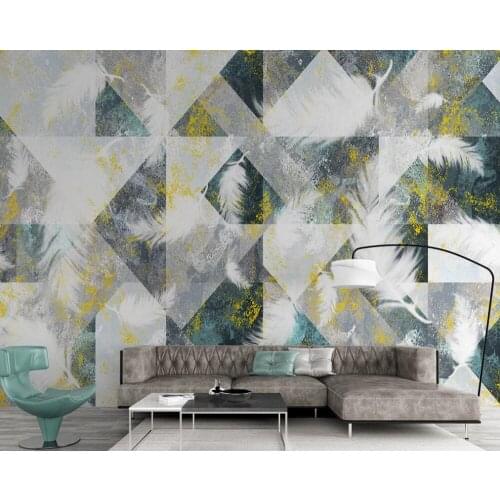Custom 3D mural wallpaper Nordic modern minimalist abstract geometric feather TV background wall painting decorative painting