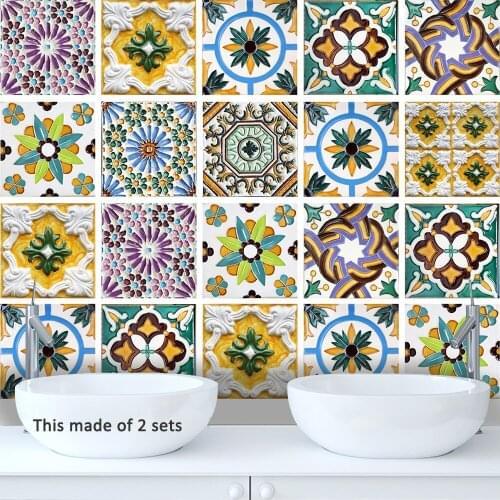 Funlife Porto Tile Wall Stickers,Art Decal Home Decor Tile Sticker for Bathroom,DIY Self-adhesive Waterproof Removable Stickers