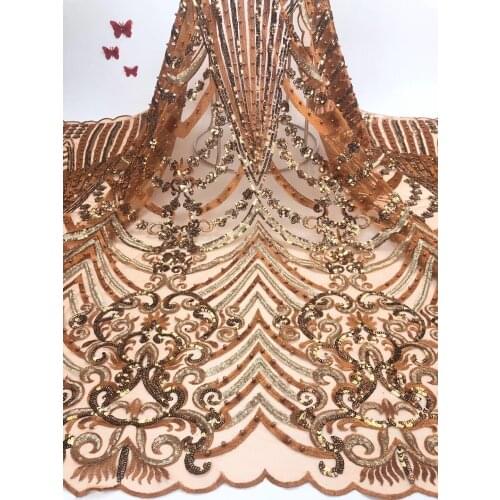 2020 New Design African Lace Fabric High Quality French Beads Embroidered Tulle Lace Fabric with Sequins FJ32991