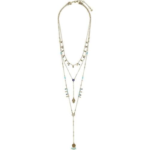 Bulk Price Bohemia Glass Acrylic Necklaces & Pendants Ethnic Long Chain Detachable Multilayer Necklace For Women Indian Jewelry