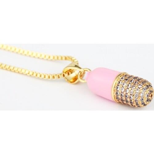 Pill capsule necklaces pendants for women copper AAA zircon capsule jewelry accessories adjustable snake chain necklace