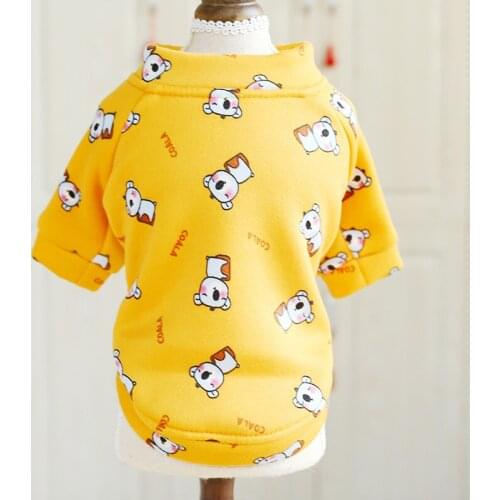 PETCIRCLE Pet Clothes Teddy Pomeranian Small Dog Round Neck Shirt Plus Velvet Autumn And Winter Warm Cute Koala Casual Wear